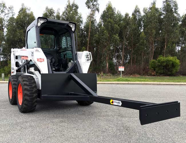 Scraper Skid Steer Attachment for effecting cleaning under conveyor belts