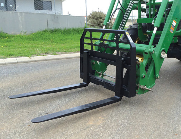 Pallet Forks for Tractor Loaders - sliding latch-locked tynes